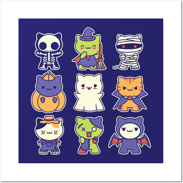 Kawaii Halloween Kitties Wall Art by Kappacino Creations